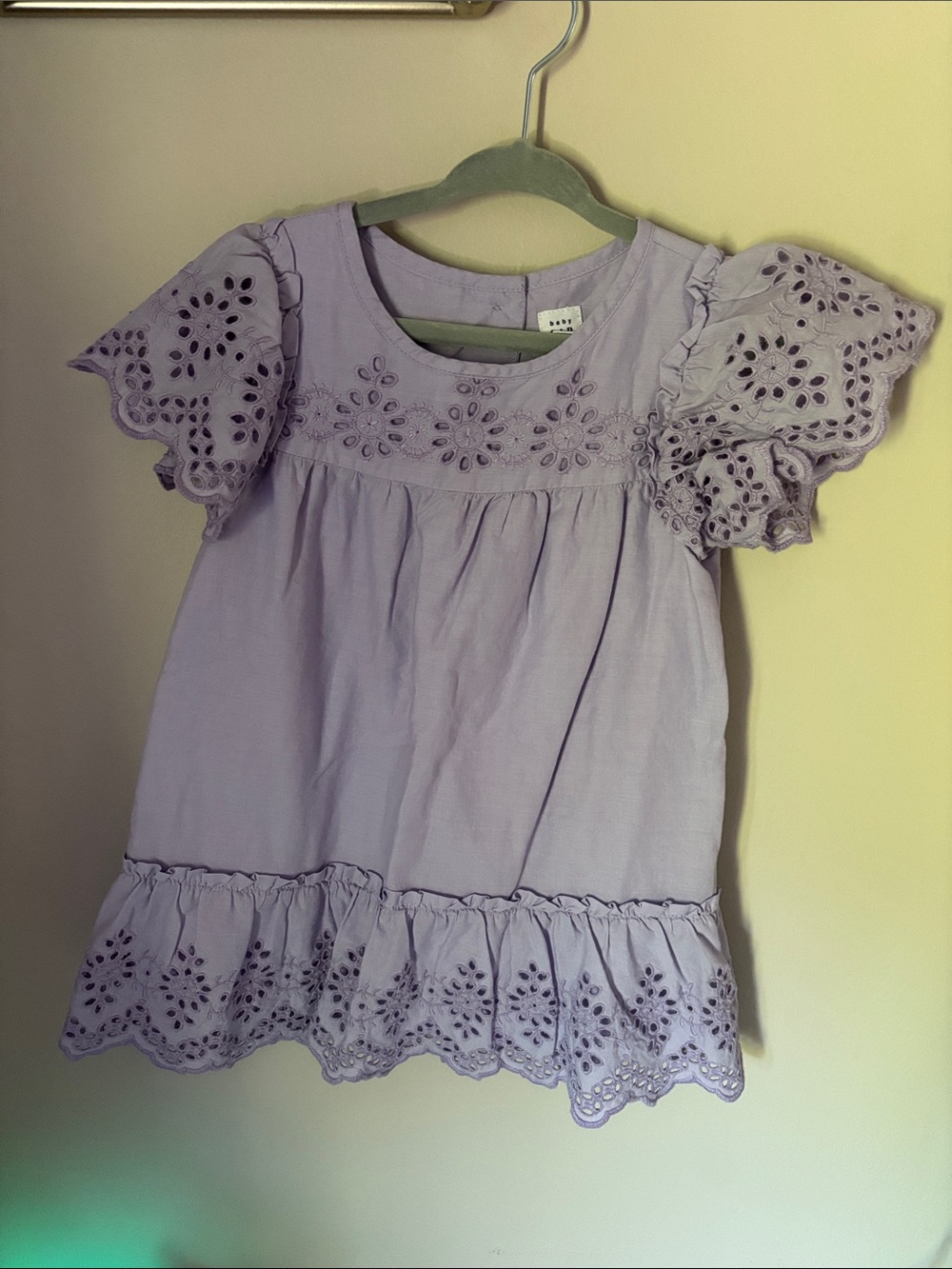 GAP Lavender Eyelet Flutter Sleeve Dress